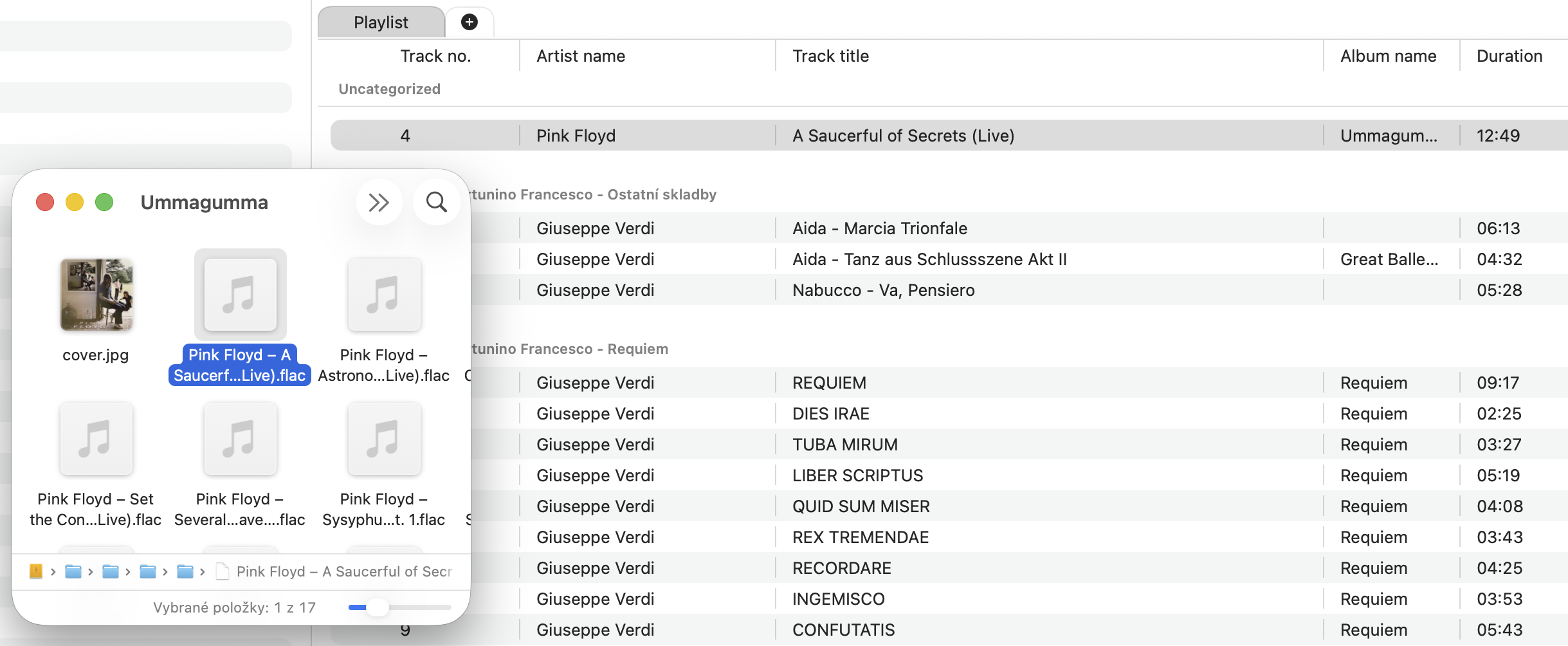 Fibich receiving music files from Finder
