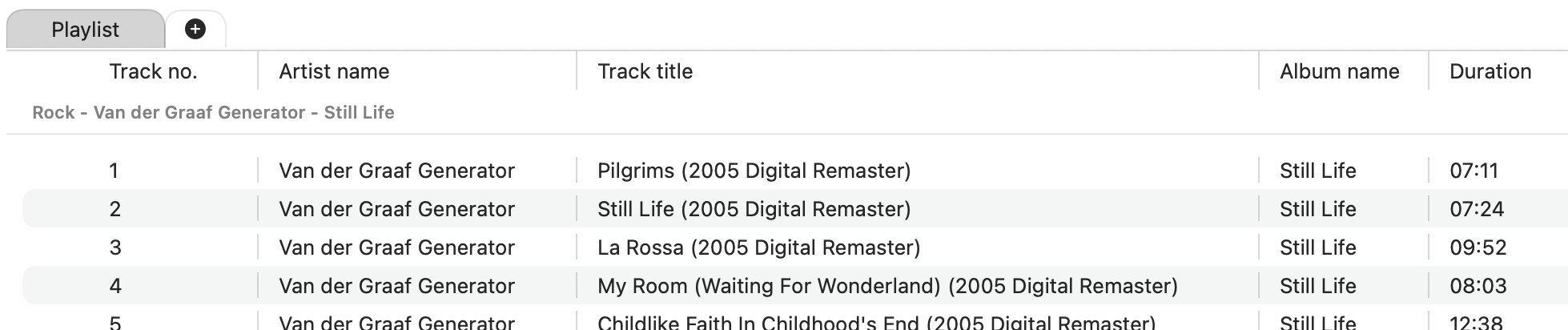 Early Fibich resizable playlist header