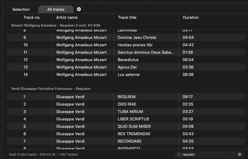 Fibich playlist search interface