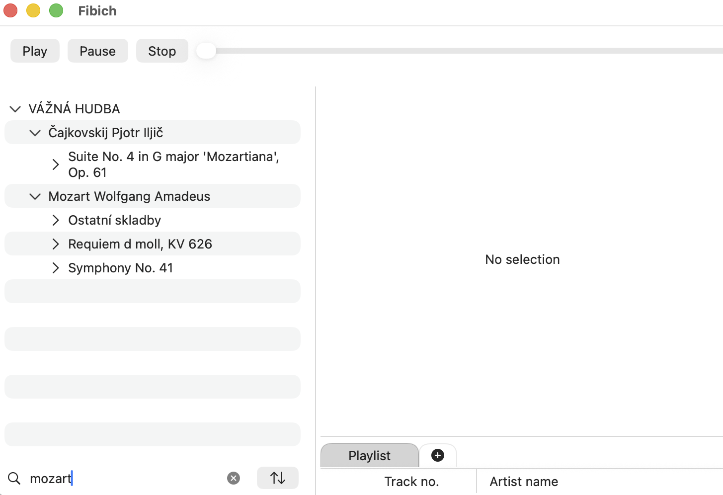 Early Fibich library search interface